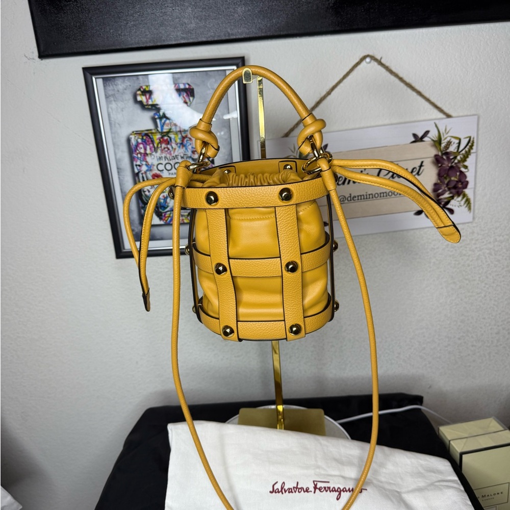 Salvatore Ferragamo  cage bucket bag  made in Italy